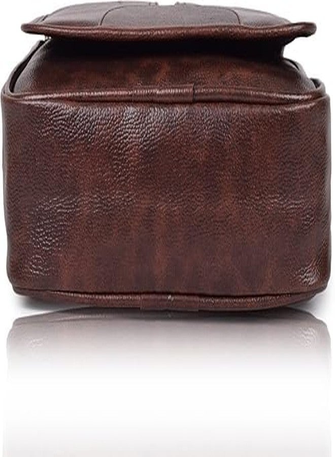 Nyfee Stylish PU Leather 1 Compartment Sling Bag/Cross Body/Travel/Office/Messenger/Business/One Side Shoulder Bag for Men & Women (Capacity - 7L) (Brown) - Image 2